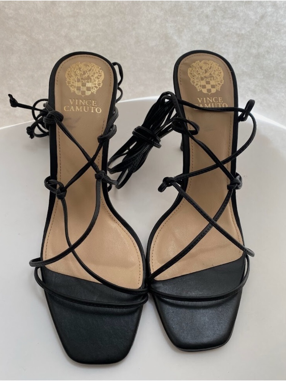 Vince Camuto Black Lace-Up Strappy Heeled Sandals